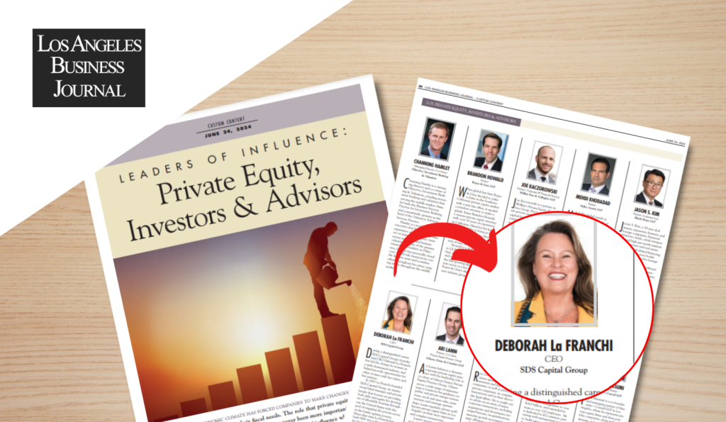 SDS CEO Deborah La Franchi makes LABJ's Leaders of Influence: Private Equity, Investors & Advisors 2024 SDS Founder & CEO Deborah LA Franchi recently was featured in the Los Angeles Business Journal's 2024 Leaders of Influence: Private Equity, Investors & Advisors which awards leaders of influence who have made a significant impact in the private equity space.